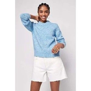FAHERTY Brights Painted Crewneck Sweater Women's Small Blue NWT Fisherman Chunky